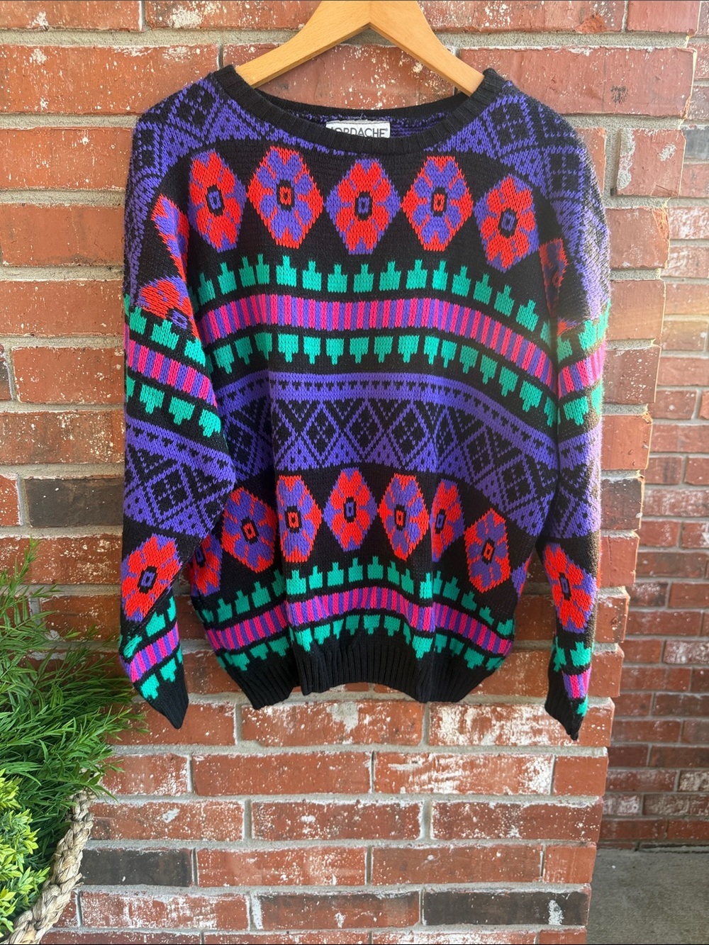 Jordache Multicolor Geometric Sweater Retro